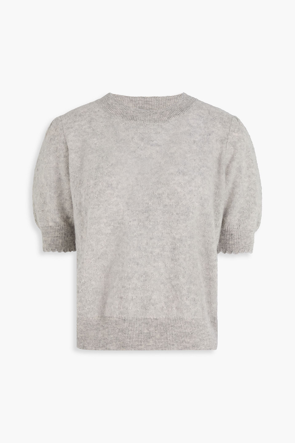 Frame Pointelle-knit Cashmere Sweater In Gray