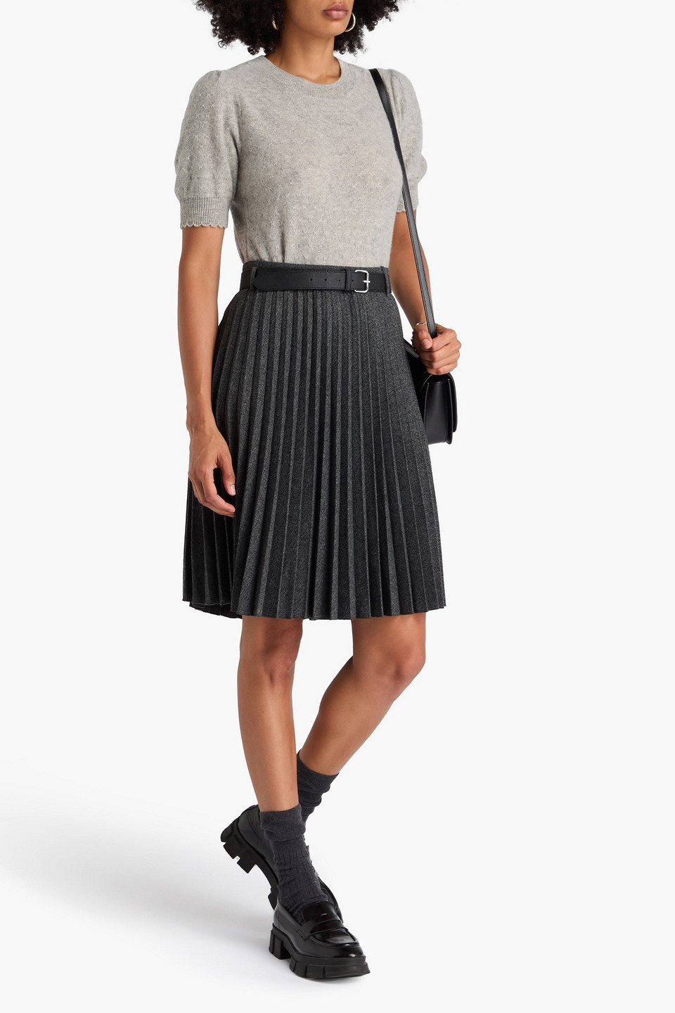 Frame Pointelle-knit Cashmere Sweater In Gray