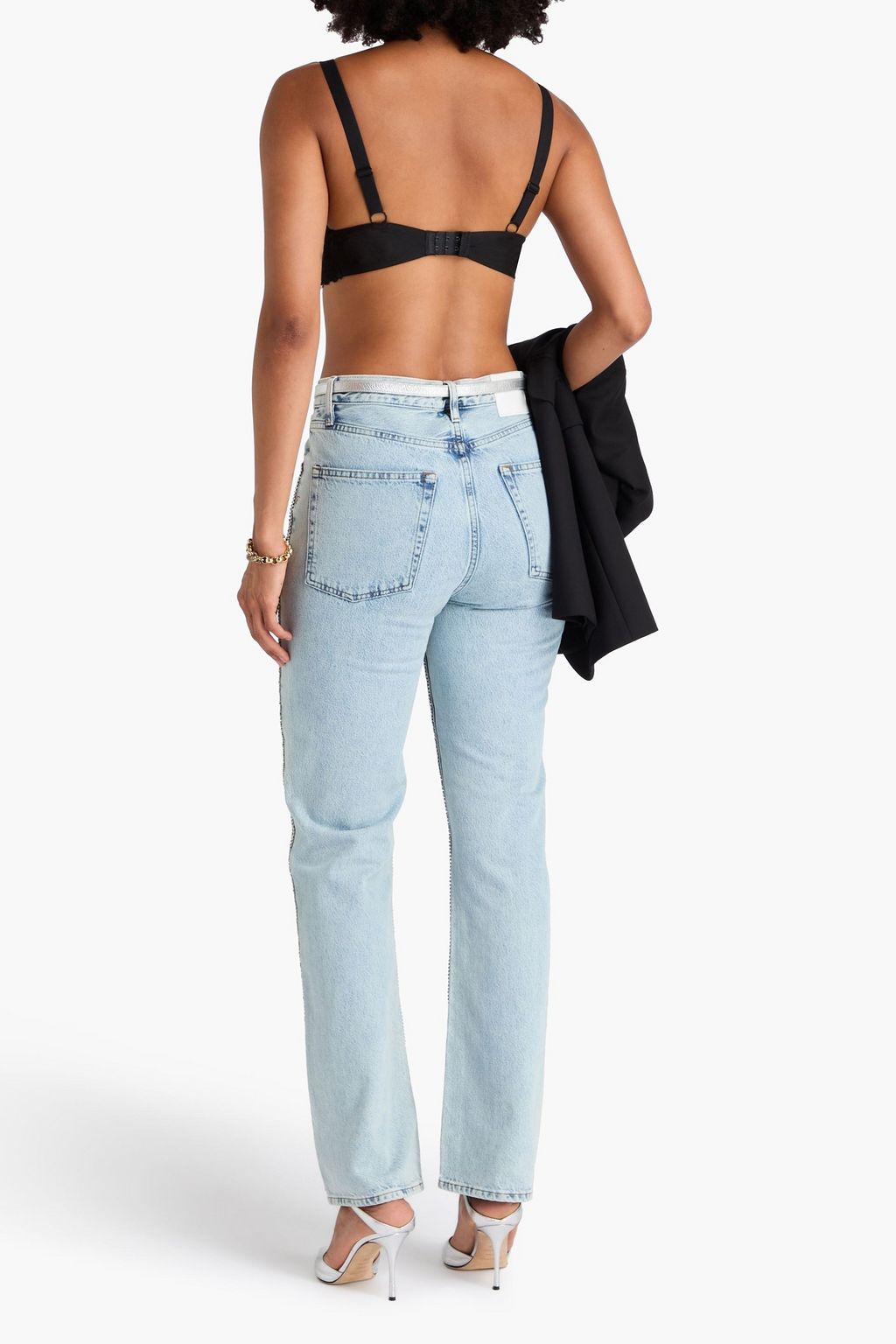 FRAME The Showgirl crystal-embellished high-rise straight-leg jeans