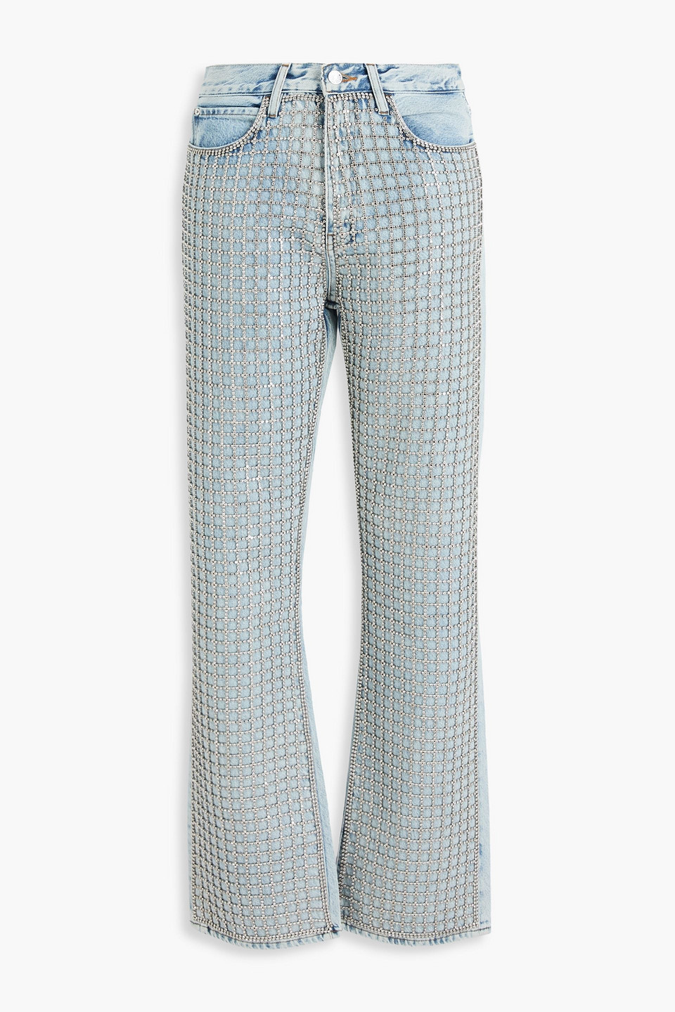 frame - the showgirl crystal-embellished high-rise straight-leg jeans - blue - 27