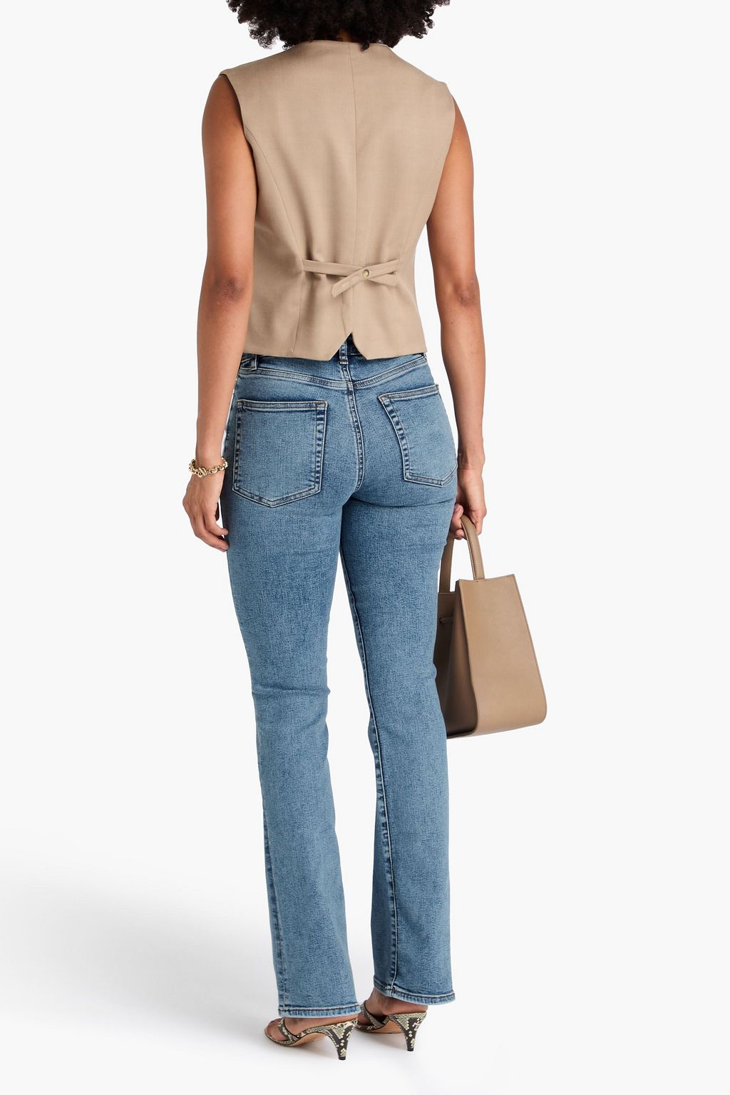 FRAME Le Mini Boot faded high-rise bootcut jeans