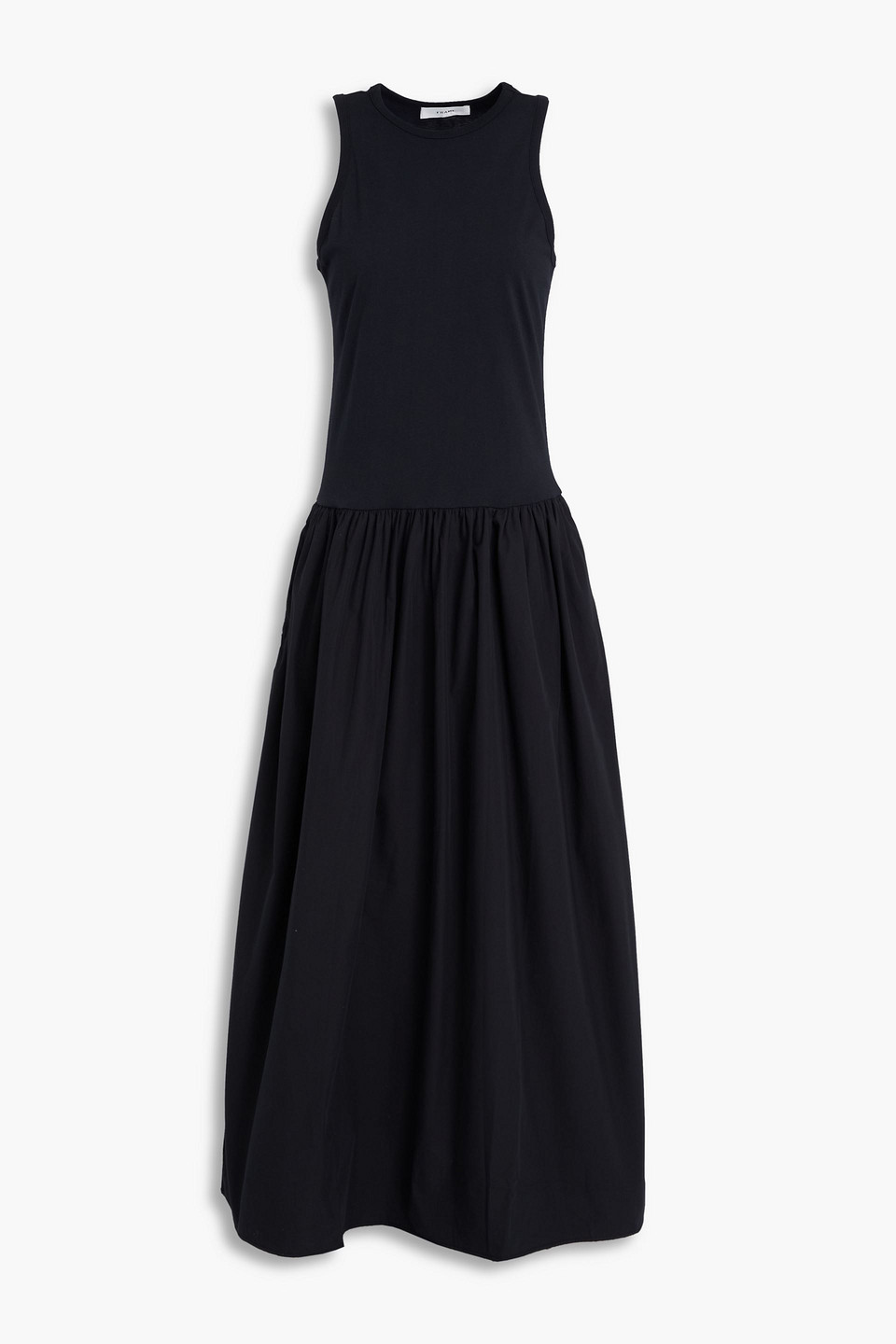 Frame Cotton-jersey And Poplin Maxi Dress In Black