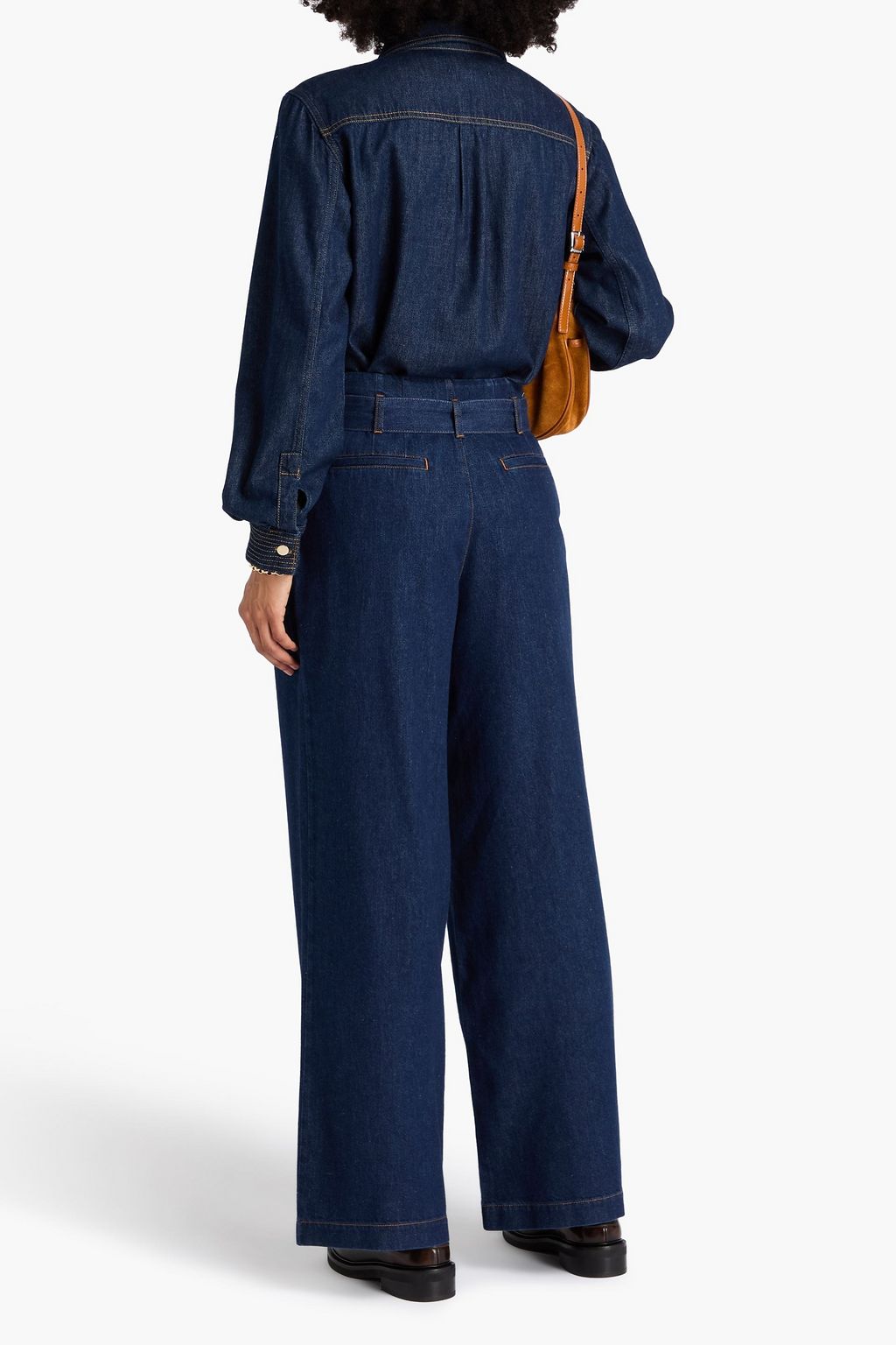 FRAME The Paper Bag belted pleated high-rise wide-leg jeans