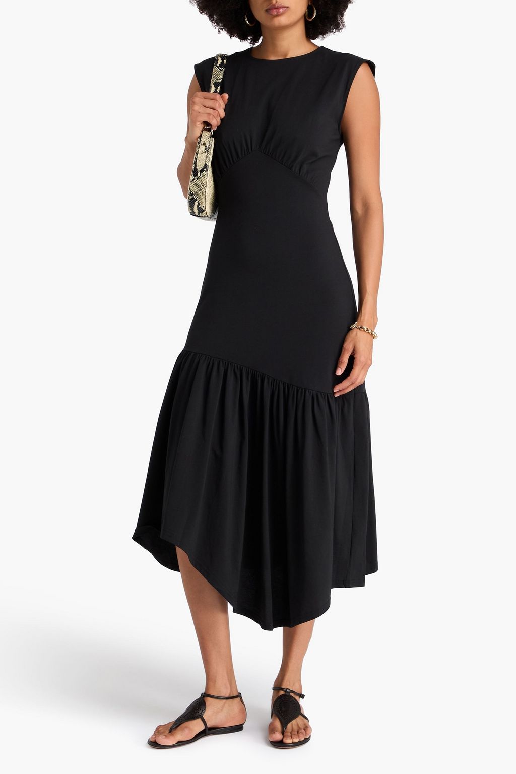 FRAME Asymmetric cotton-jersey dress