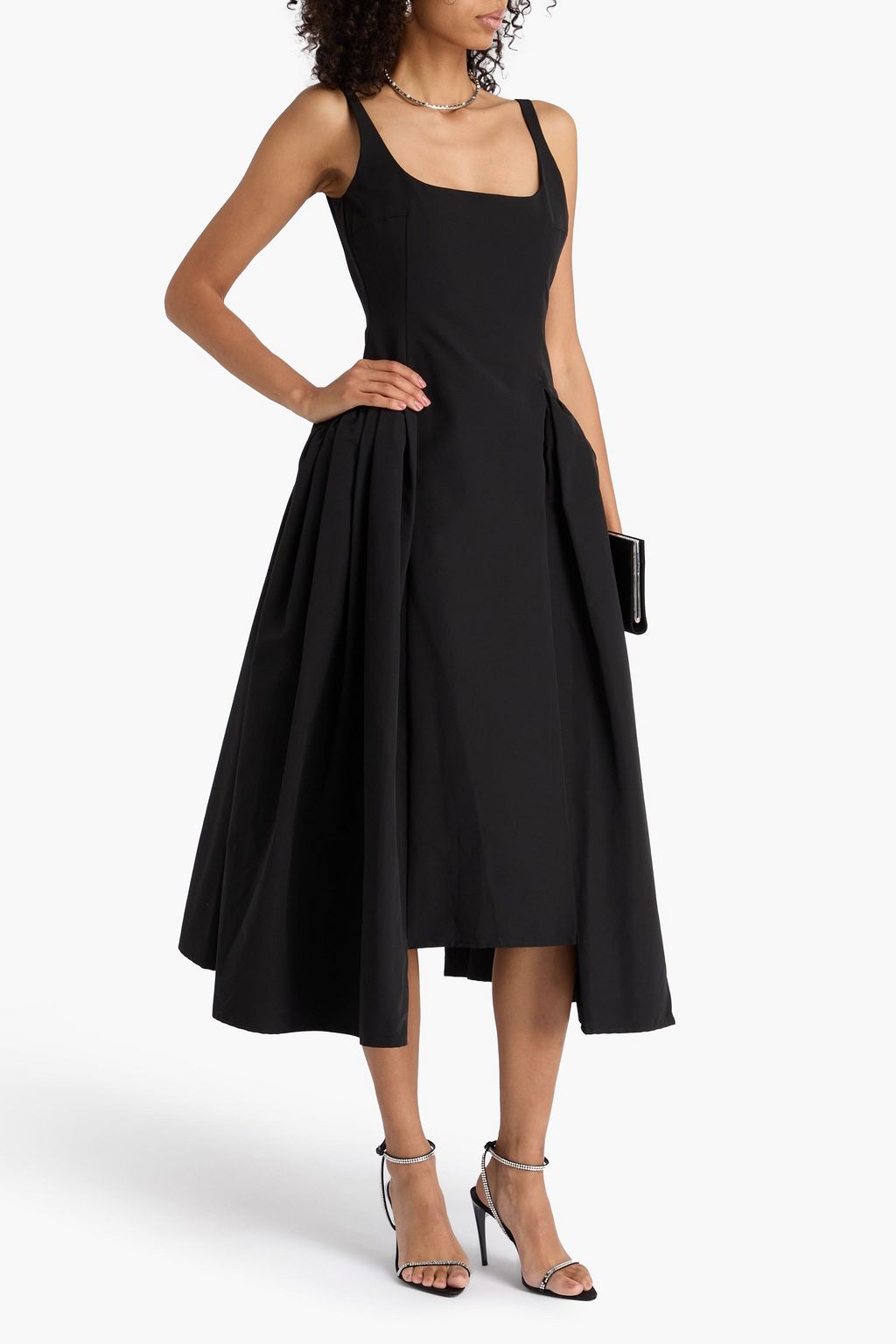16ARLINGTON Vezile asymmetric faille midi dress