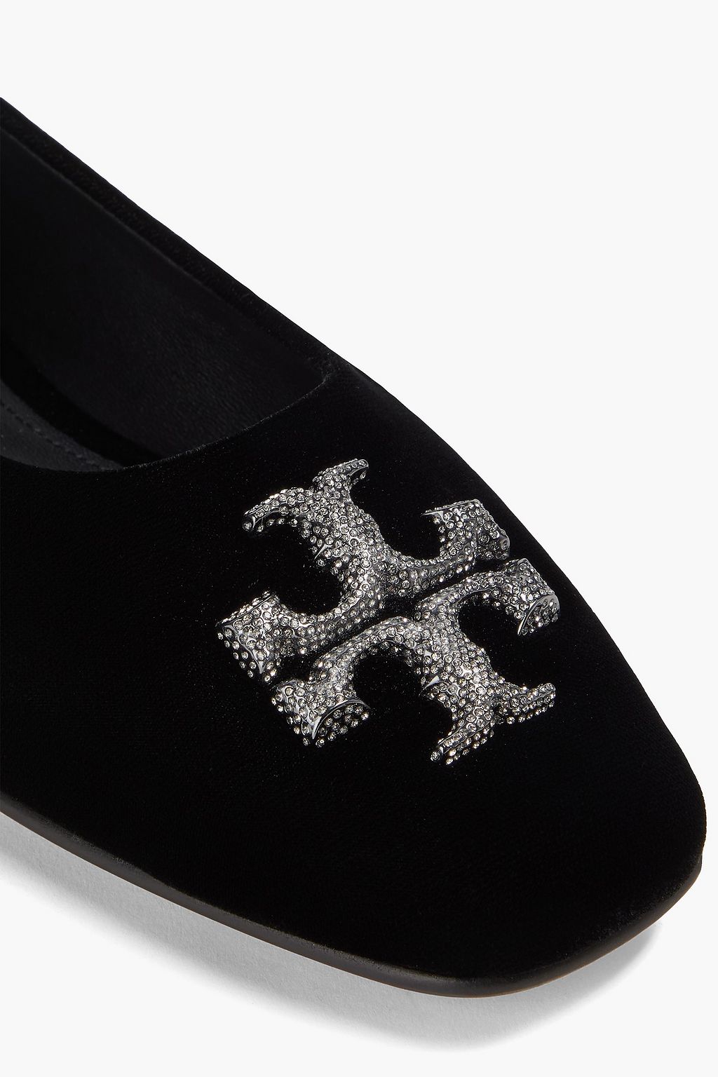 TORY BURCH Eleanor embellished velvet ballet flats
