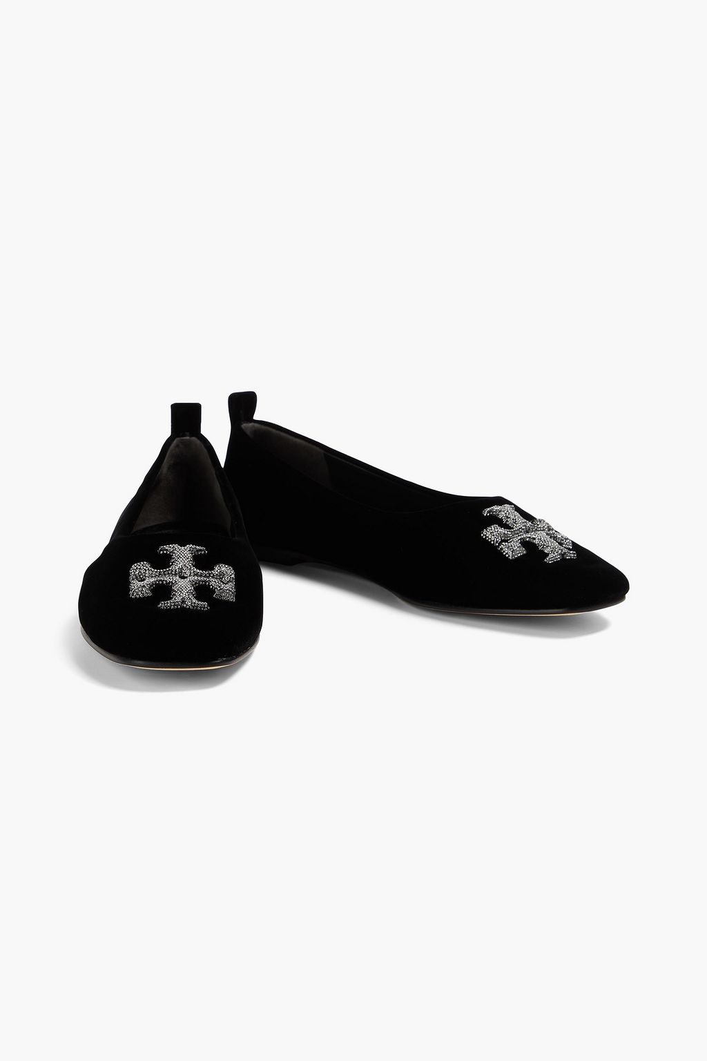 TORY BURCH Eleanor embellished velvet ballet flats