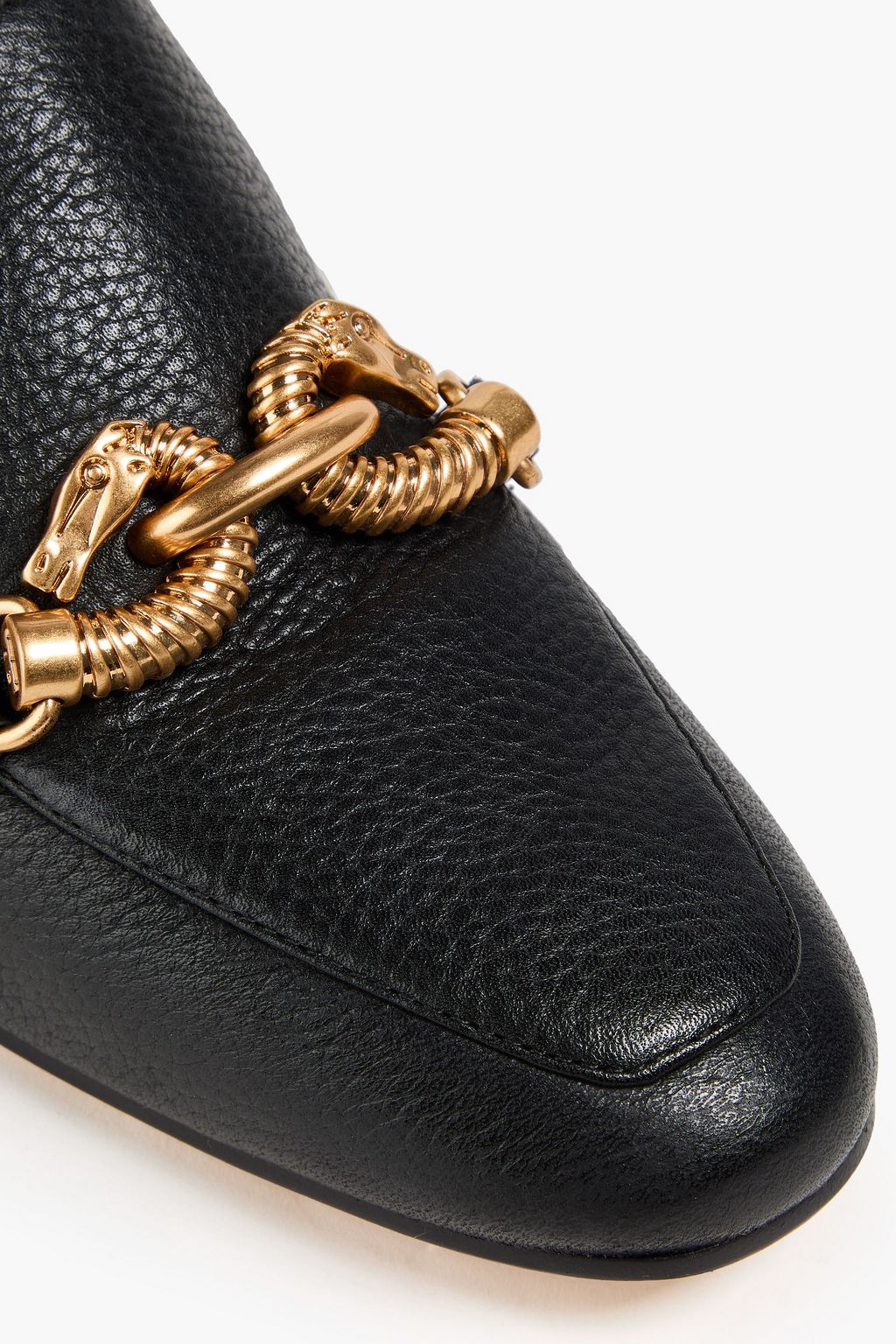 TORY BURCH Jessa embellished pebbled-leather loafers