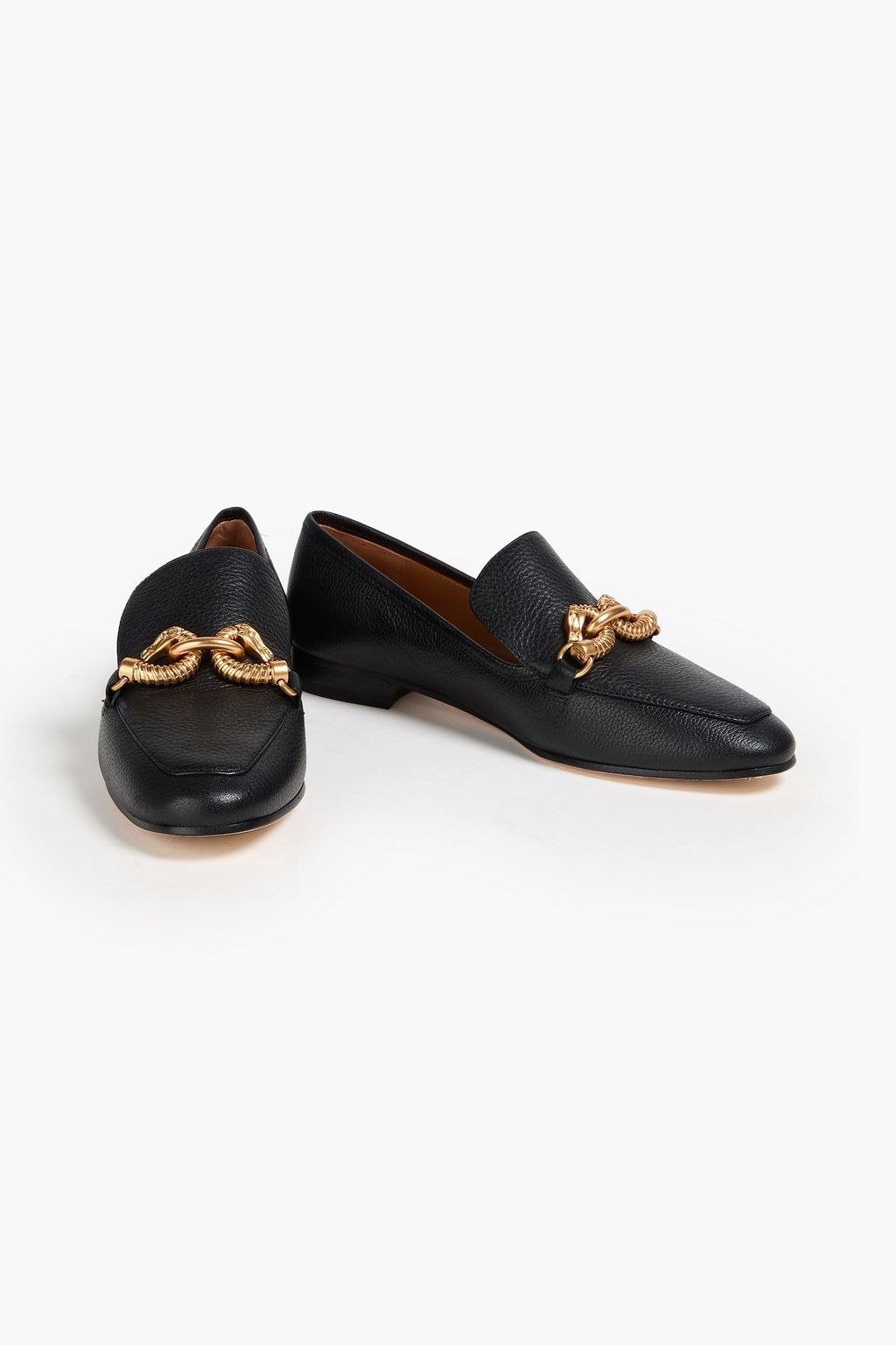 TORY BURCH Jessa embellished pebbled-leather loafers