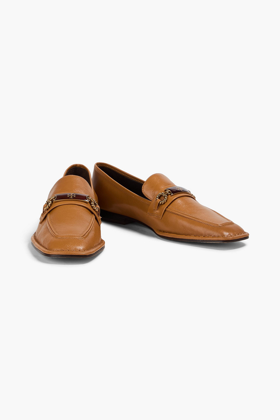 Tory Burch - Perrine Embellished Leather Loafers - Brown - Us 9.5 