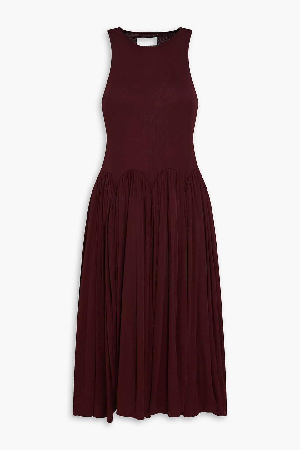 16arlington - axar gathered jersey midi dress - burgundy - uk 8