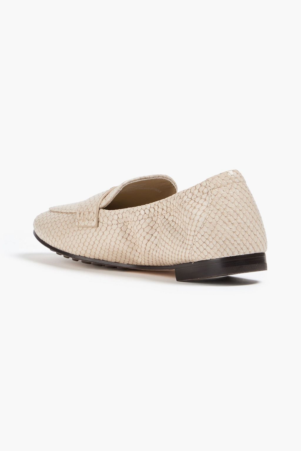 TORY BURCH Embellished snake-effect leather loafers