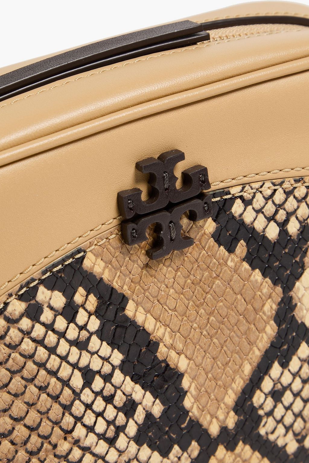 TORY BURCH McGraw smooth and snake-effect leather cross-body bag