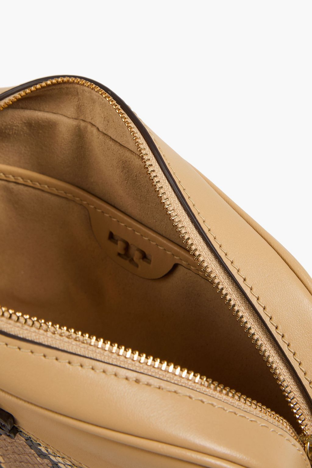 TORY BURCH McGraw smooth and snake-effect leather cross-body bag