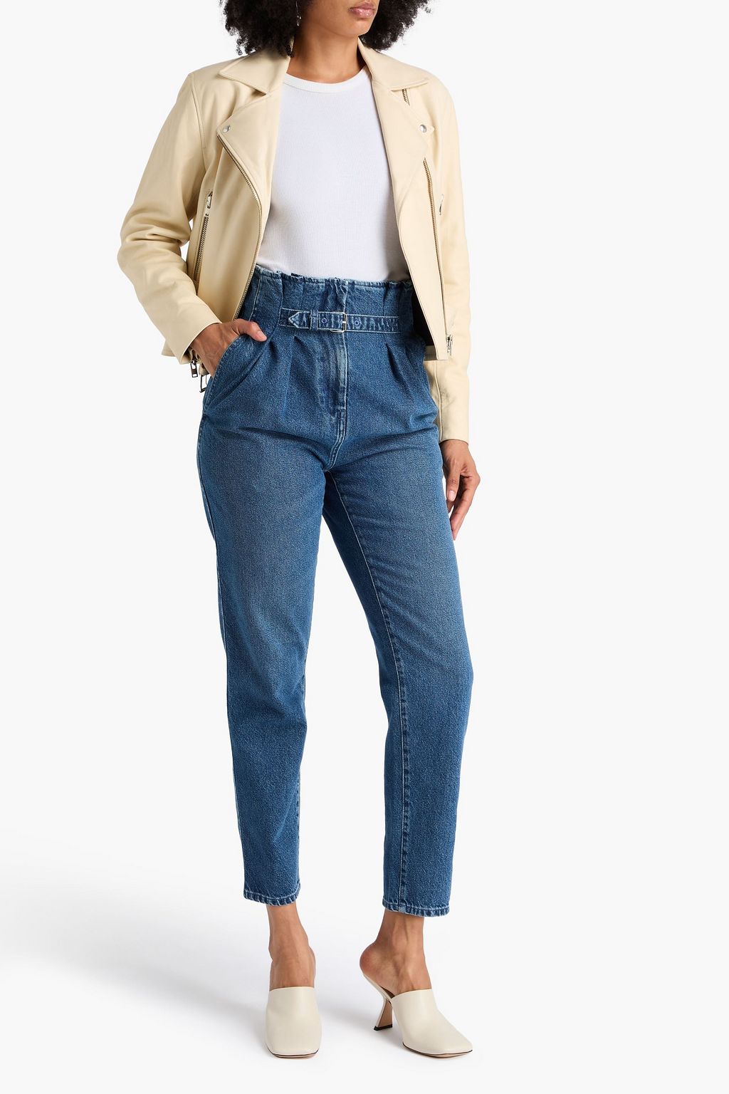 IRO Pleated high-rise tapered jeans