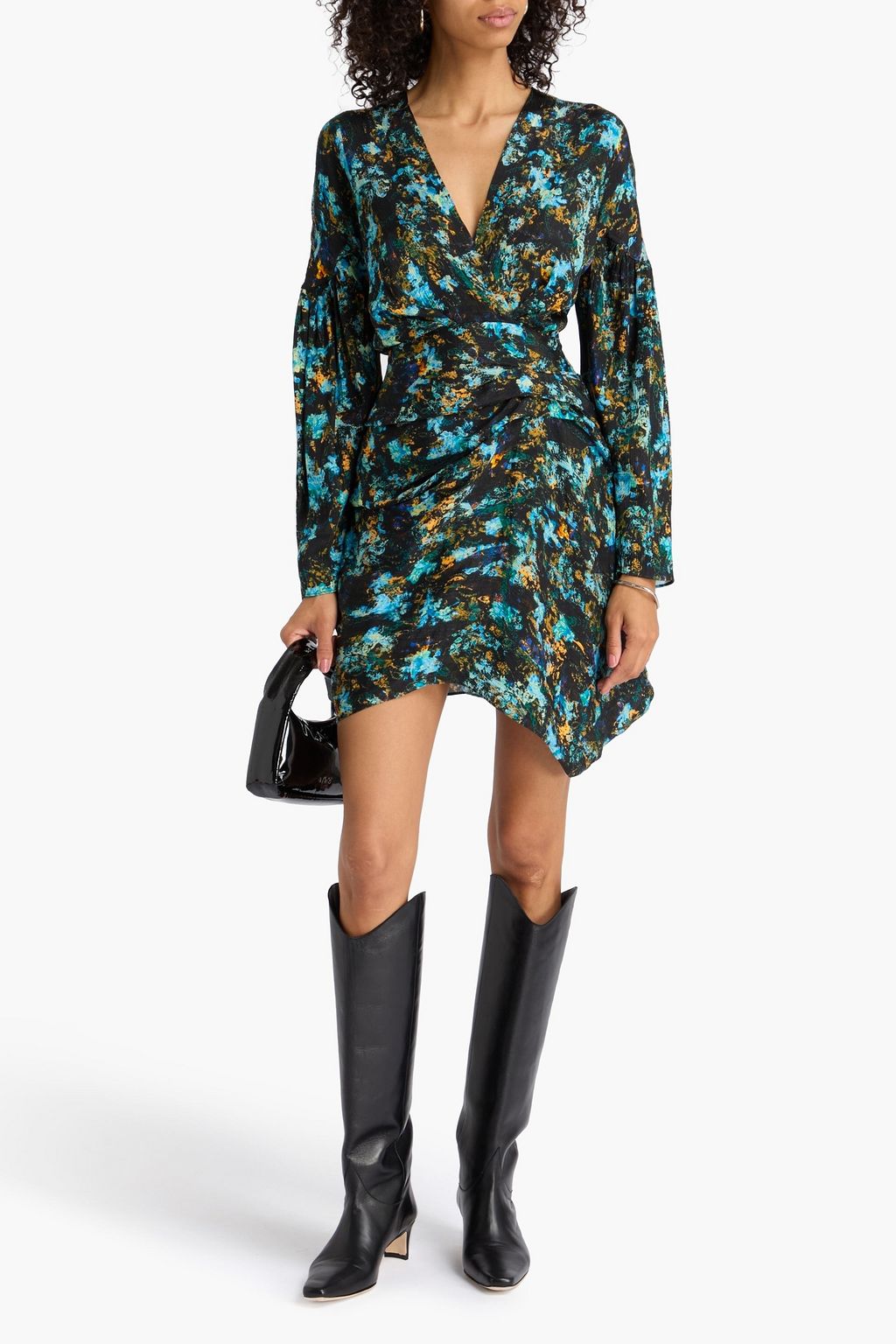 IRO Wrap-effect floral-print silk-blend jacquard dress