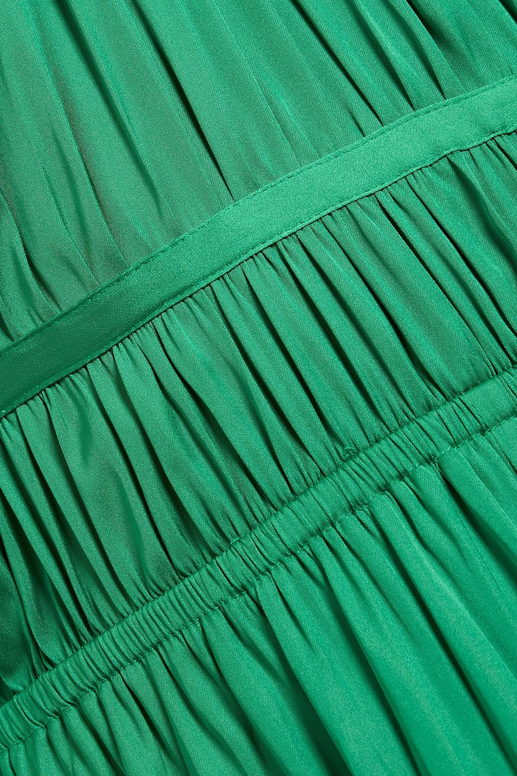 MAJE Gathered satin maxi dress
