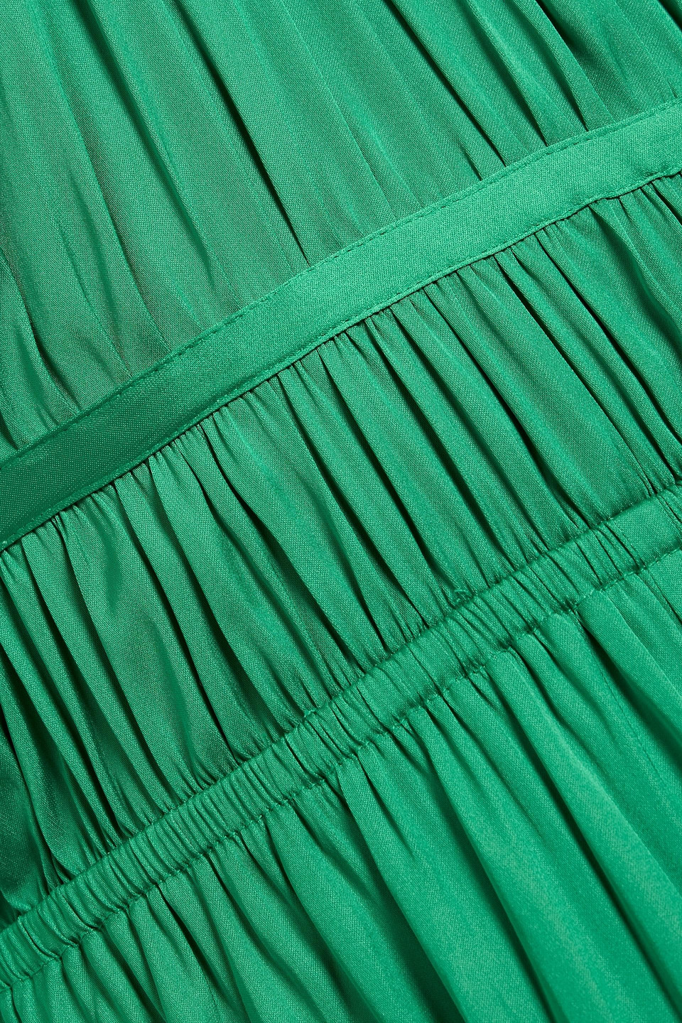 Maje Gathered Satin Maxi Dress In Green