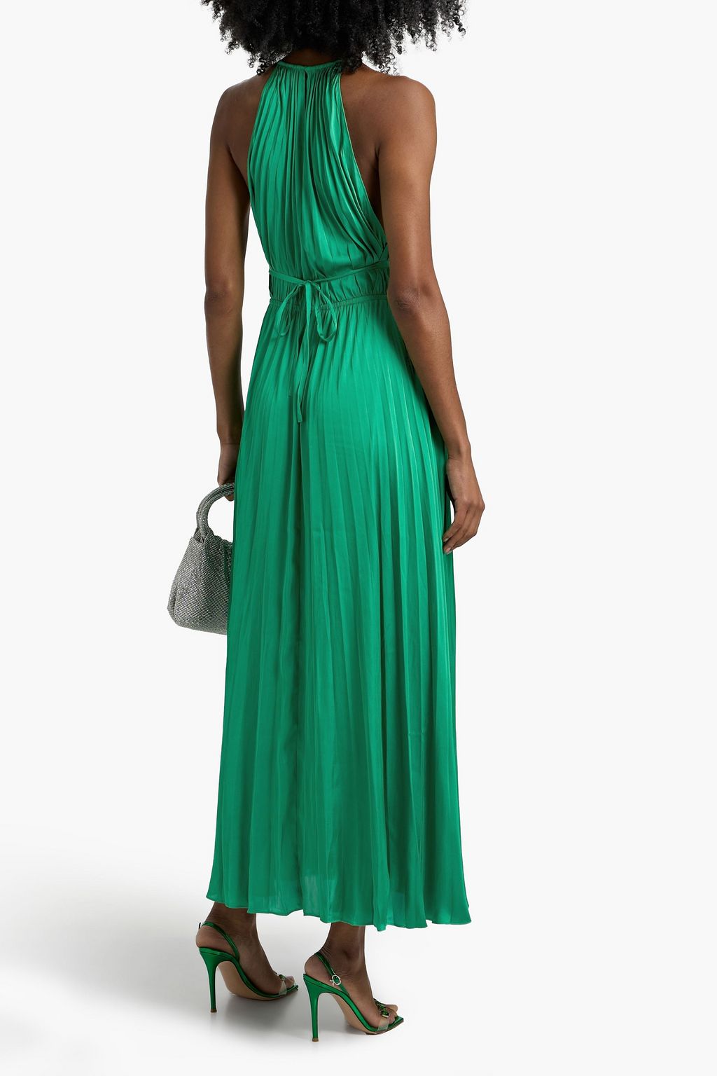 MAJE Gathered satin maxi dress