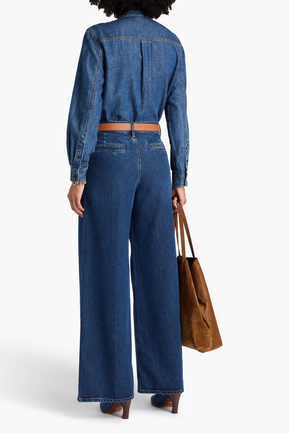  Frame - The Secretary Pussy-bow Denim Blouse - Blue - S 