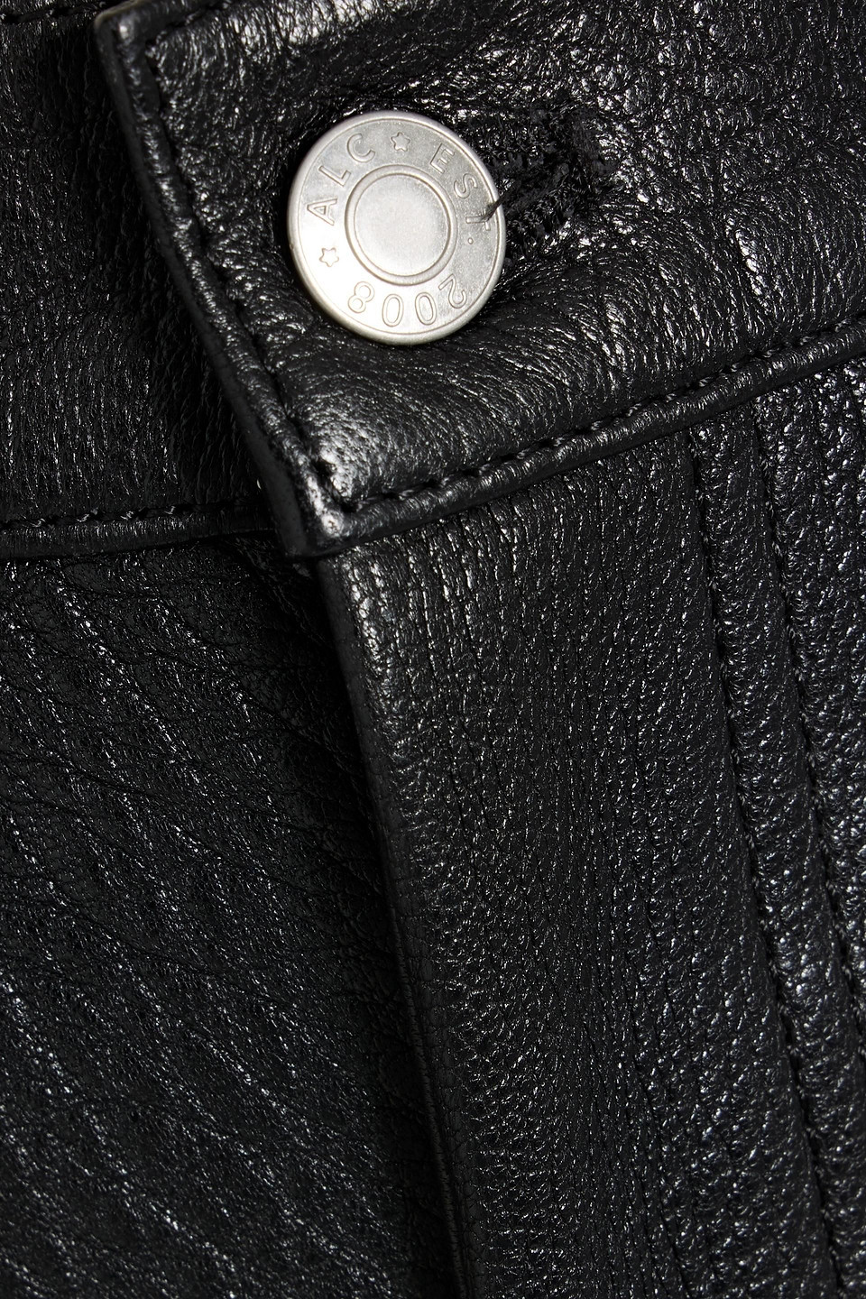 A.l.c Cameron Cropped Textured-leather Straight-leg Pants In Black