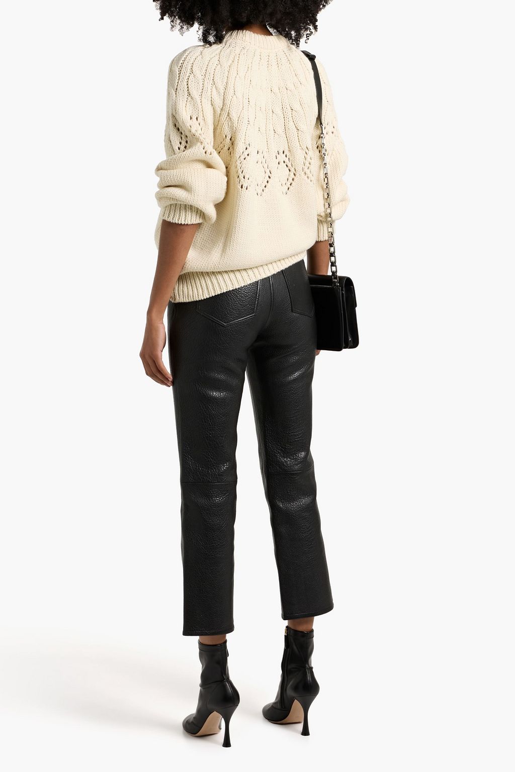 A.L.C. Cameron cropped textured-leather straight-leg pants
