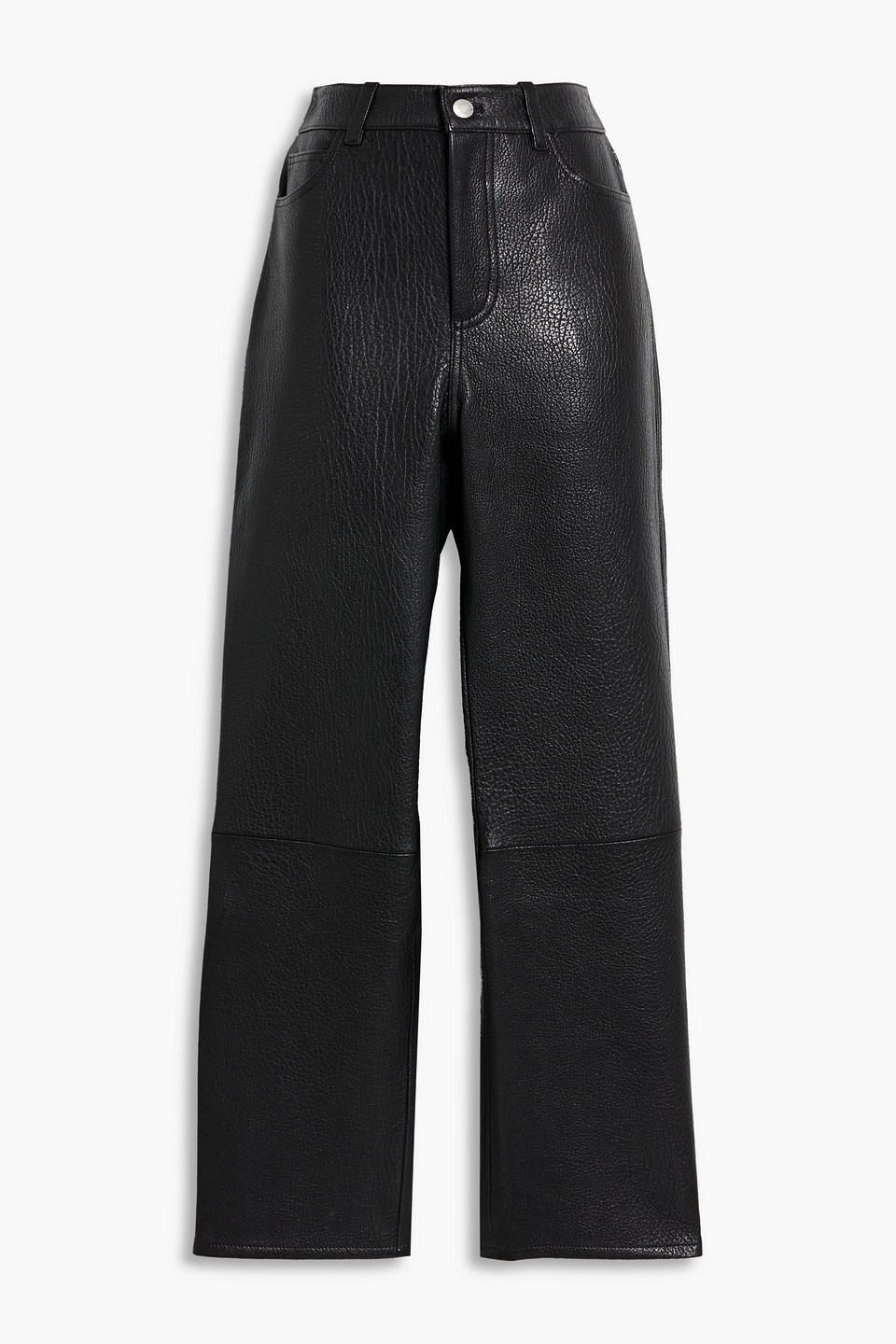 A.l.c Cameron Cropped Textured-leather Straight-leg Pants In Black