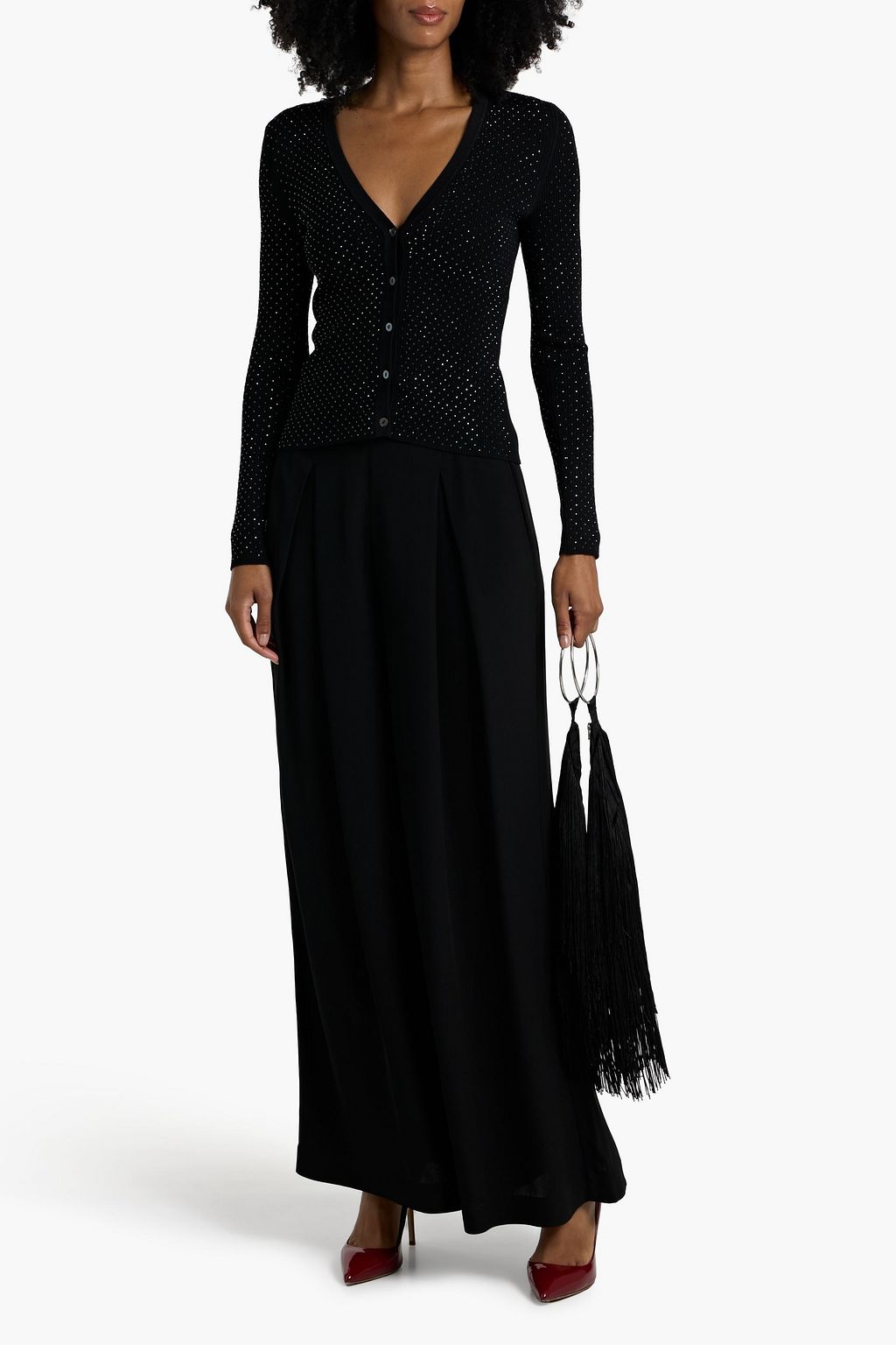 AUTUMN CASHMERE Crystal-embellished ribbed-knit cardigan