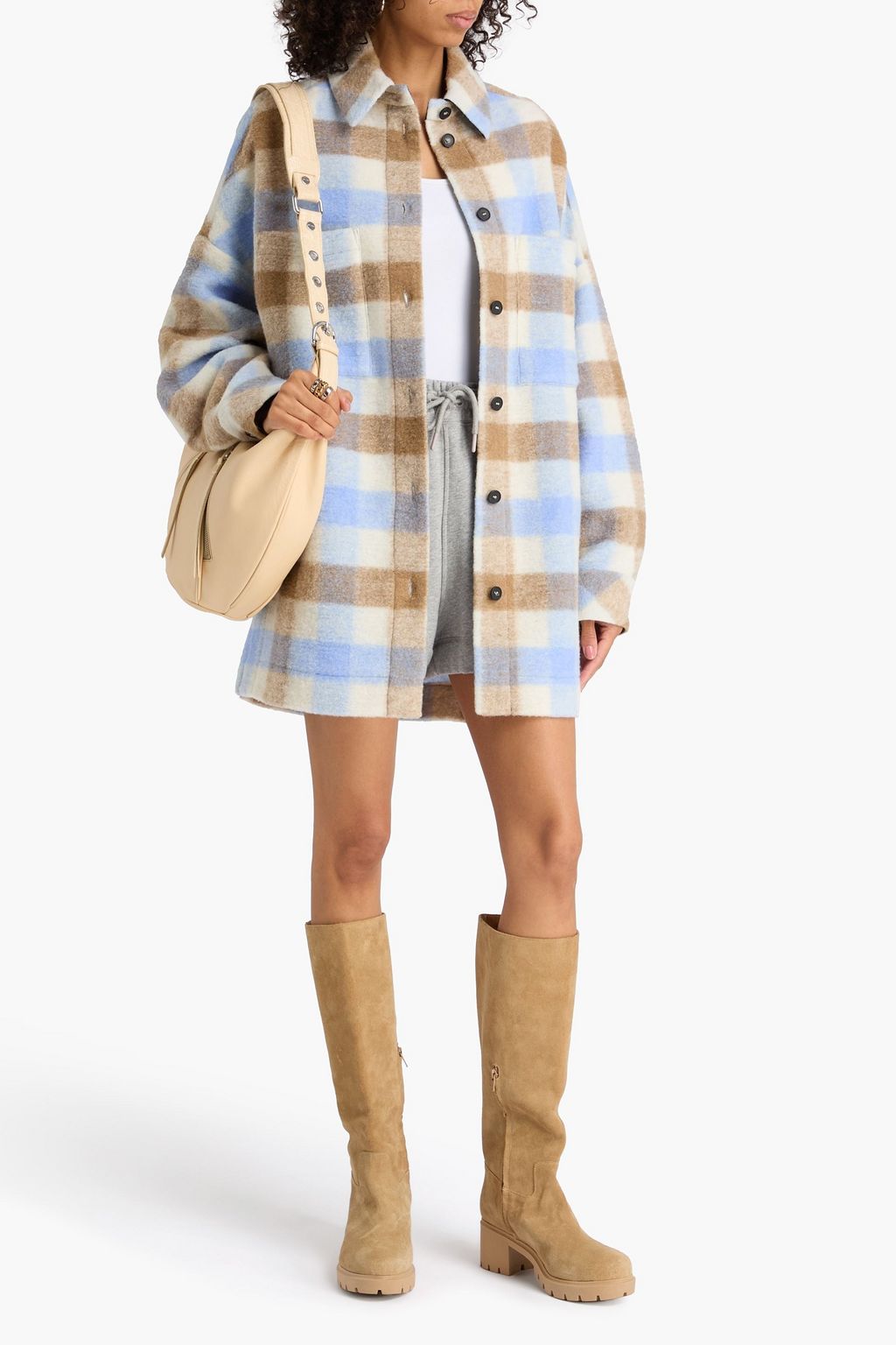 IRO Checked wool-blend felt shirt jacket