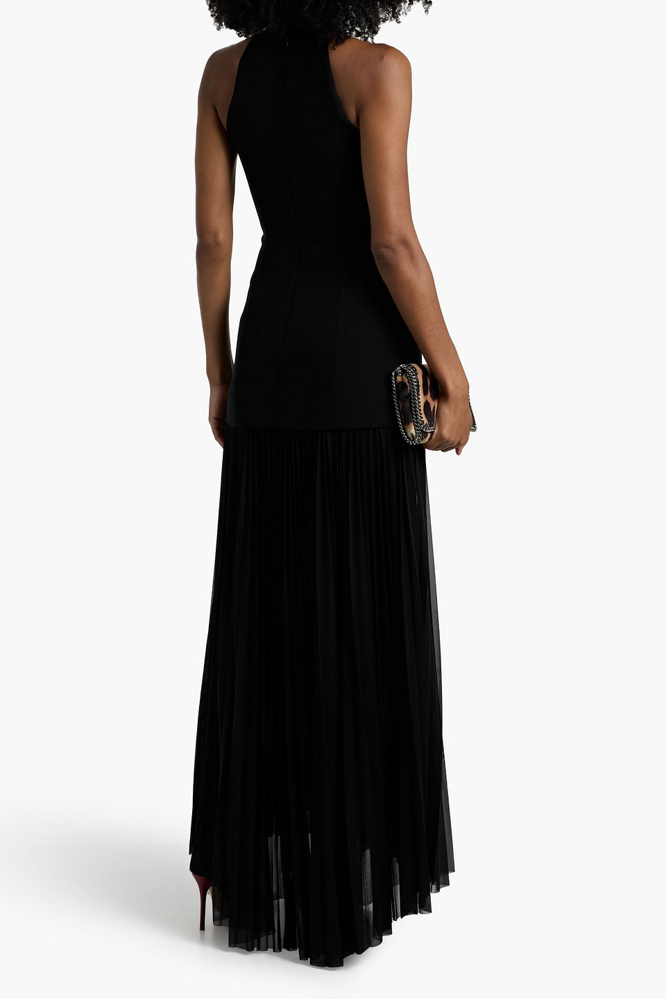 A.l.c Lana Crepe And Pleated Chiffon Maxi Dress In Black