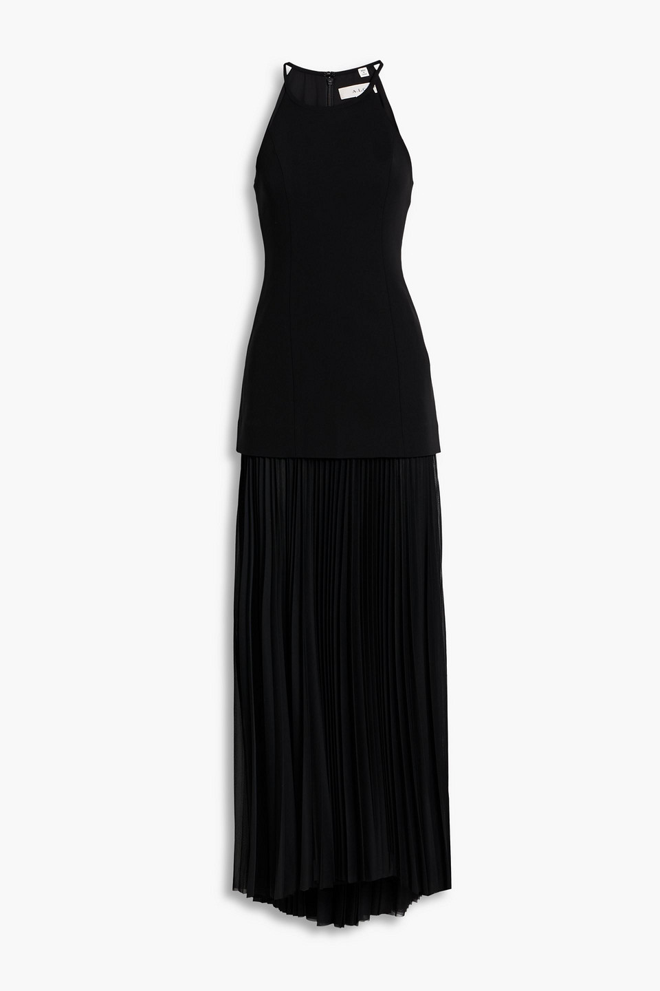 A.l.c Lana Crepe And Pleated Chiffon Maxi Dress In Black