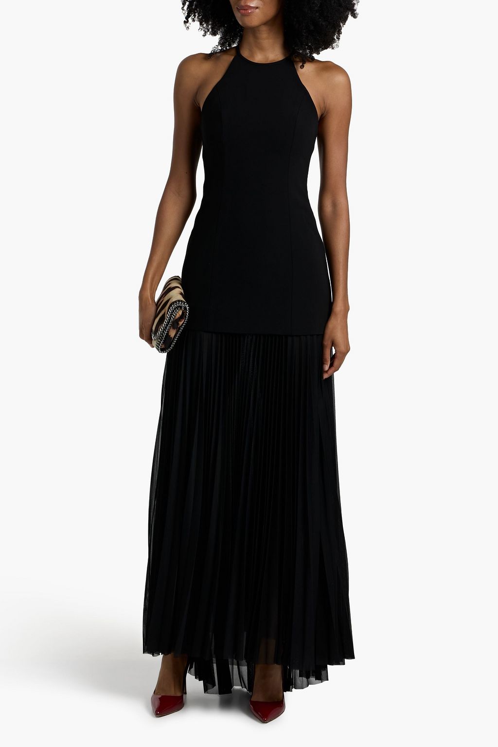 A.L.C. Lana crepe and pleated chiffon maxi dress