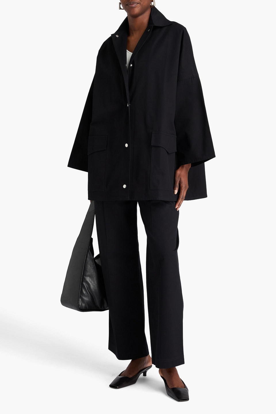 Totême Washed Cotton Overshirt Jacket Black In Black