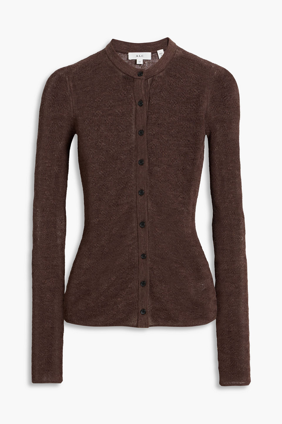 A.l.c Marley Pointelle-knit Alpaca-blend Cardigan In Brown