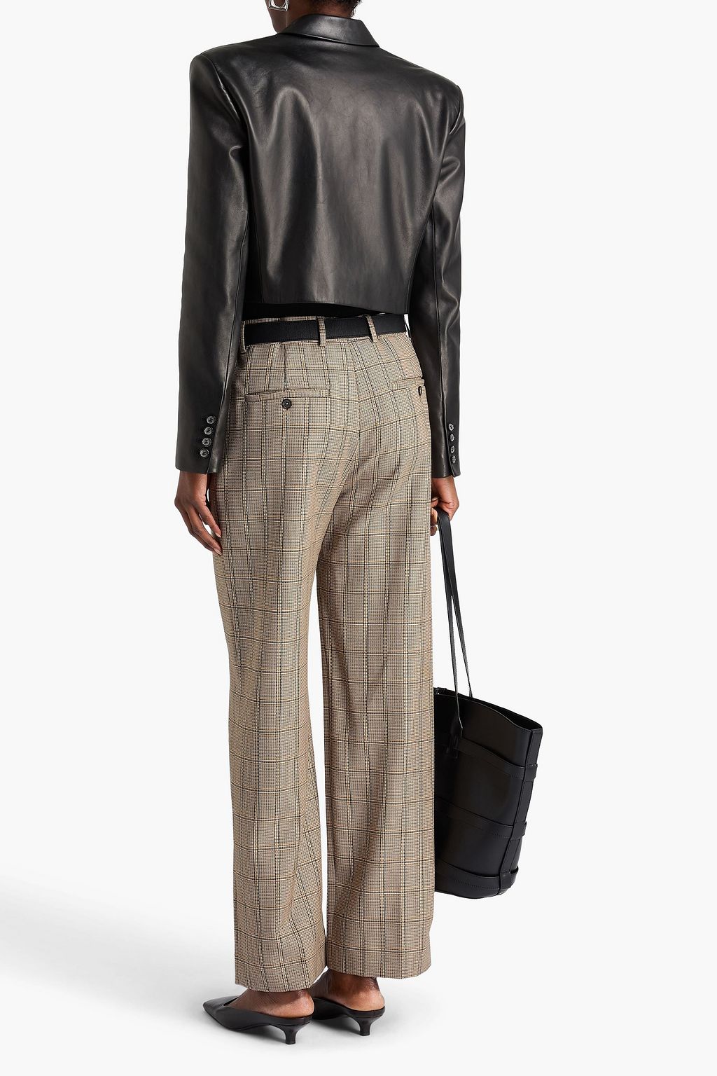 TOTEME Houndstooth wool-tweed wide-leg pants