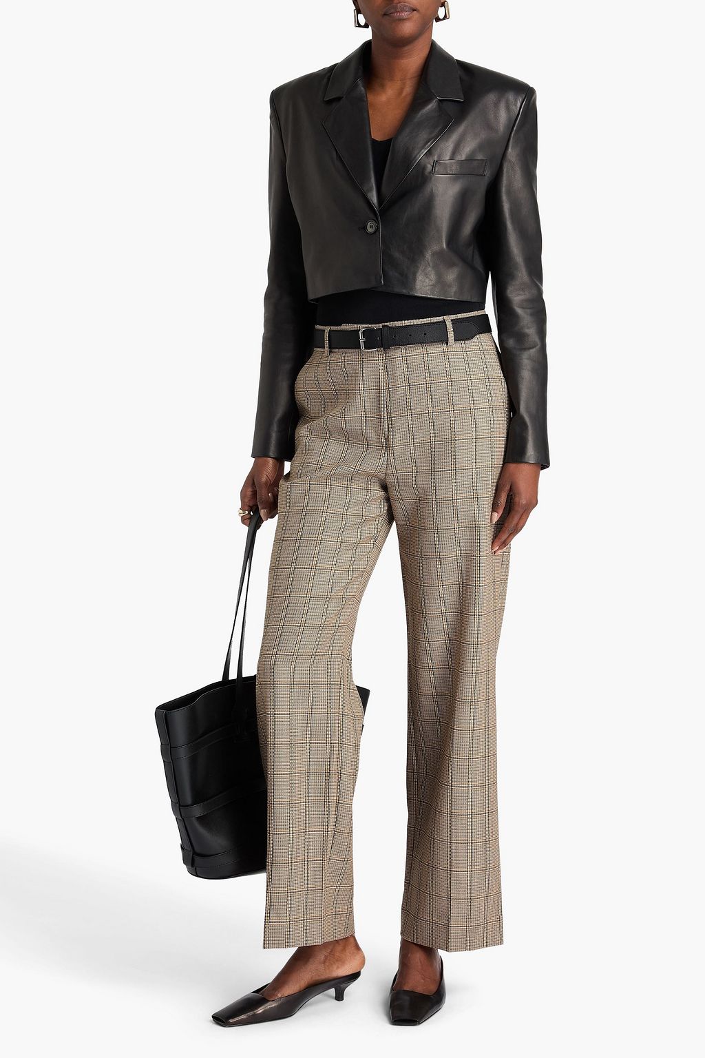 TOTEME Houndstooth wool-tweed wide-leg pants