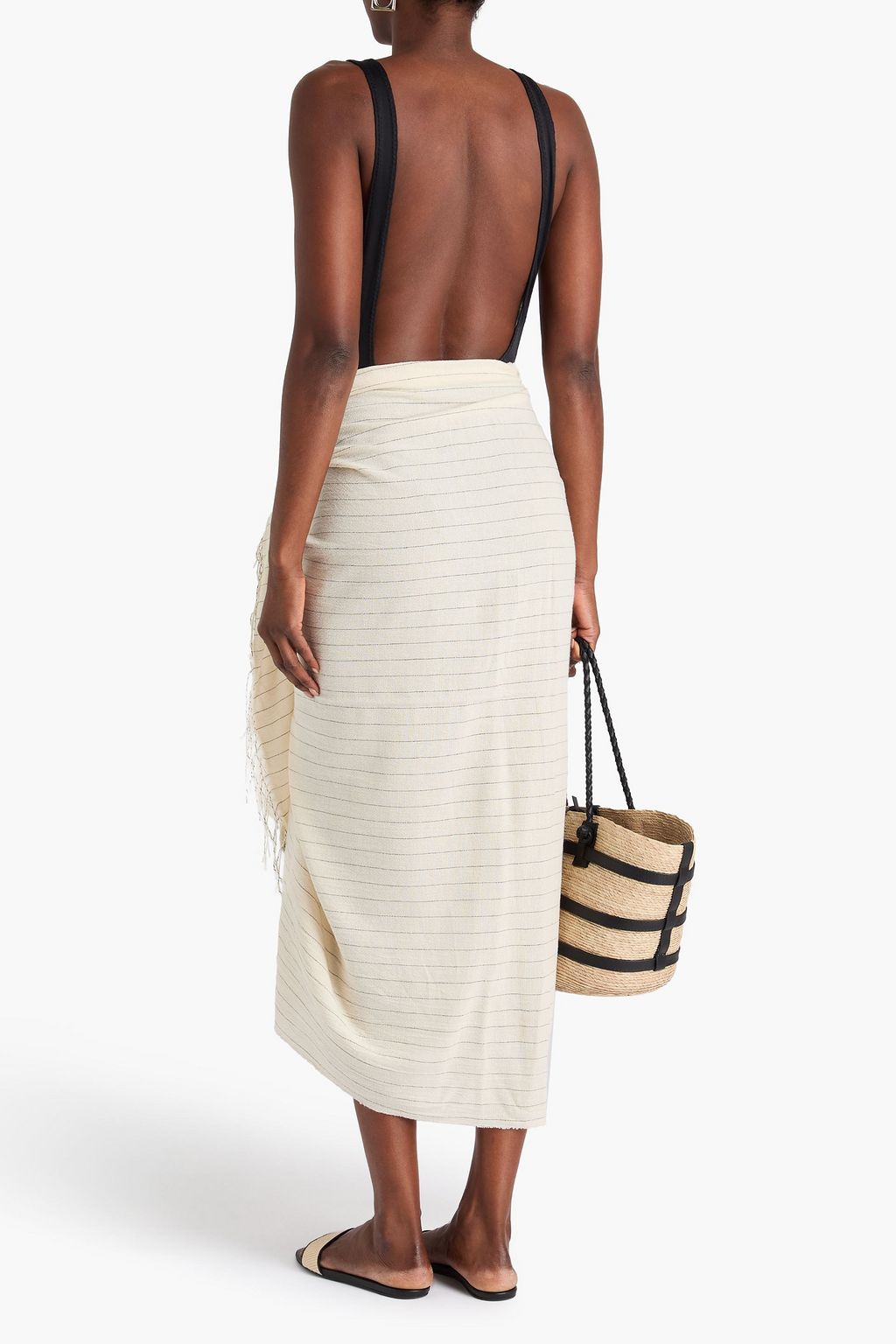 TOTEME Striped cotton-gauze pareo