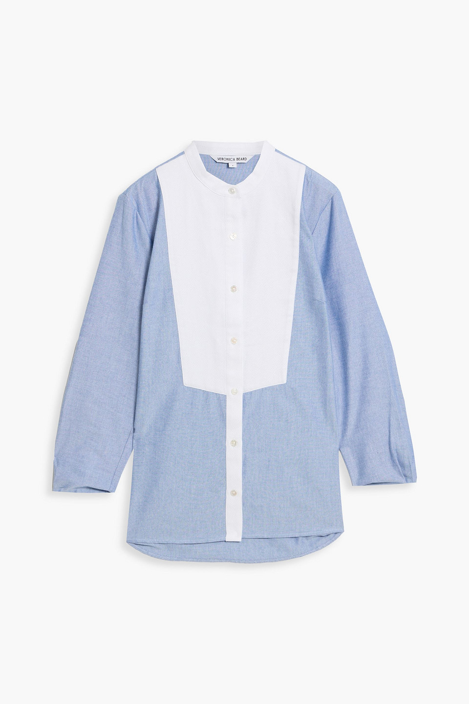 Veronica Beard Naya Cotton Oxford And Piqué Shirt In Blue