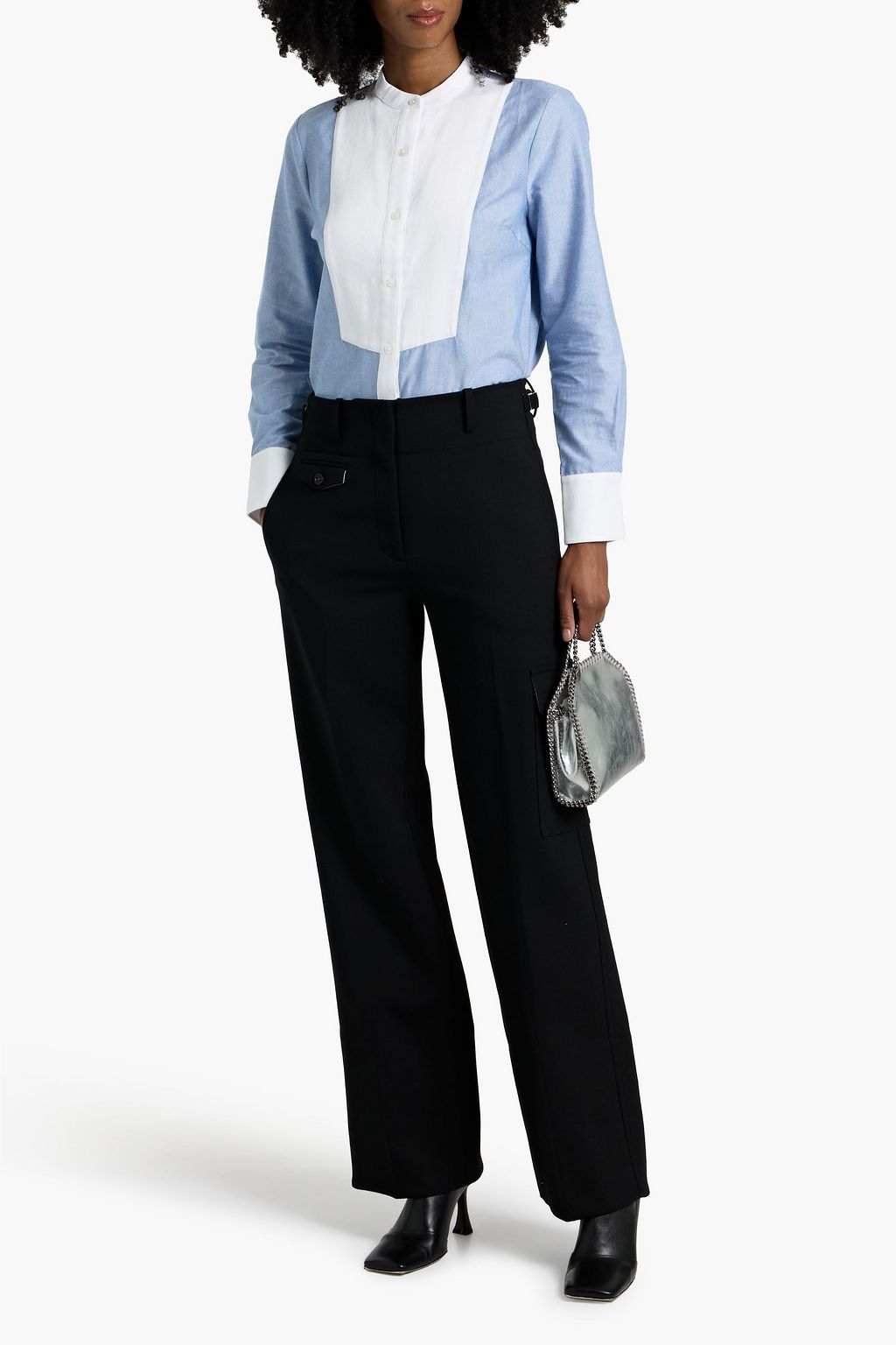 VERONICA BEARD Naya cotton Oxford and piqué shirt