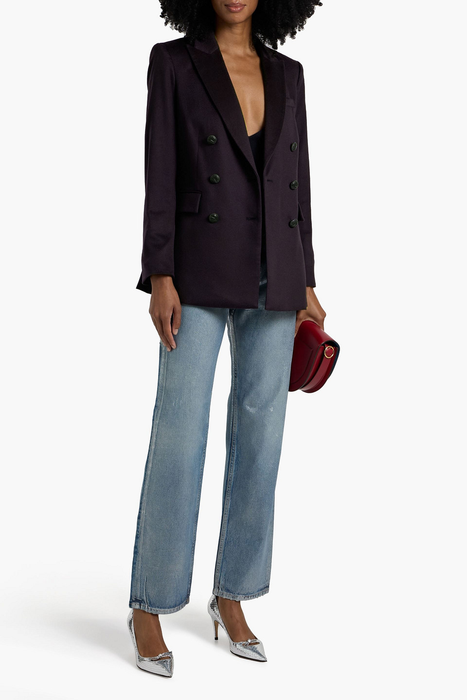 Veronica Beard Ellette Dickey Double-breasted Cashmere-felt Blazer In Blue