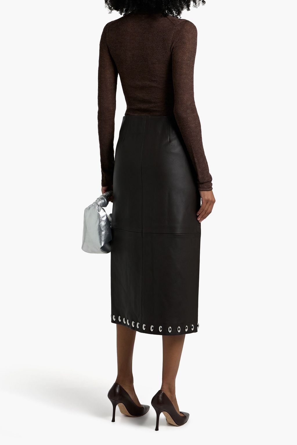A.L.C. Naomi studded leather midi skirt