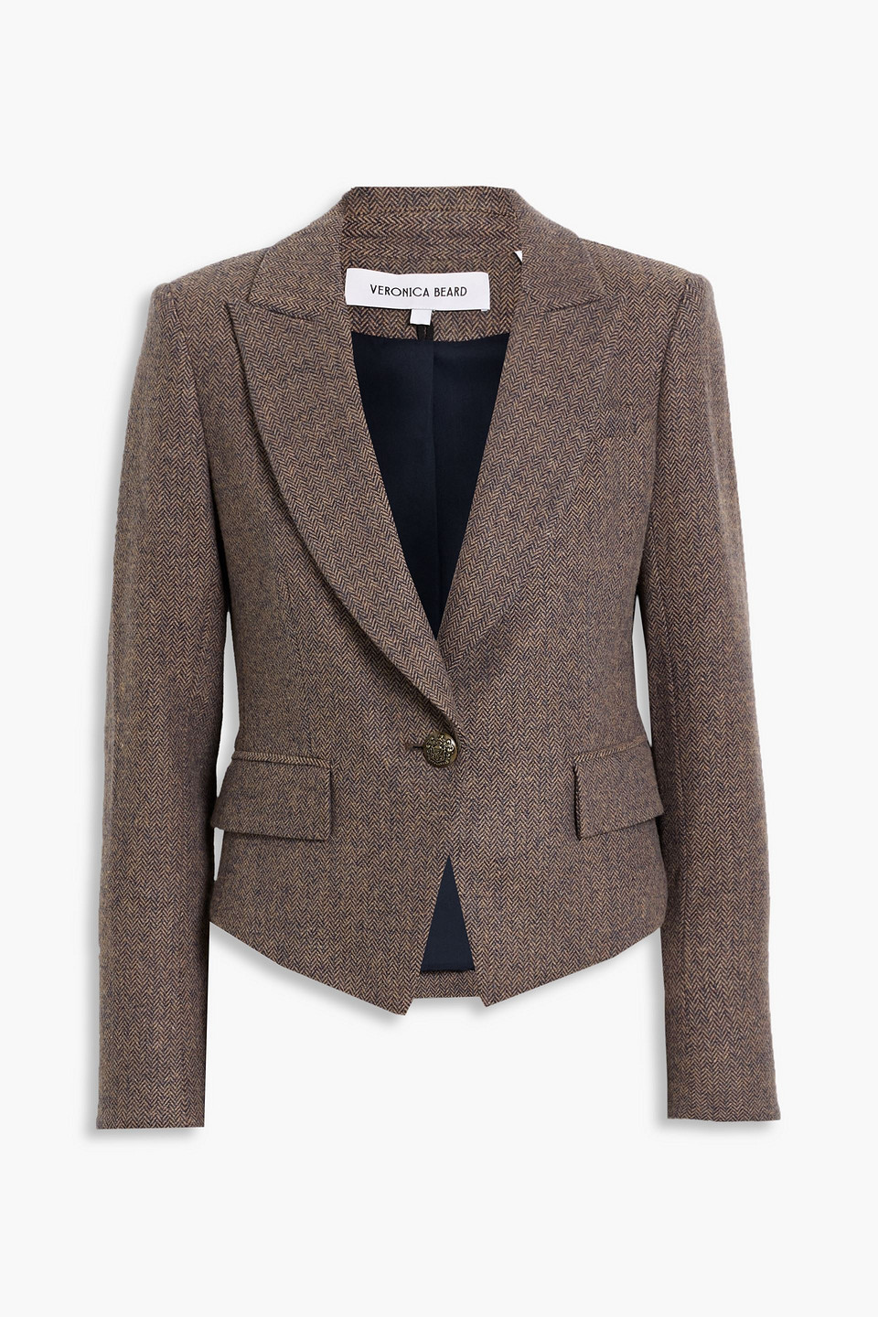 Veronica Beard Hosanna Dickey Herringbone Tweed Blazer In Brown