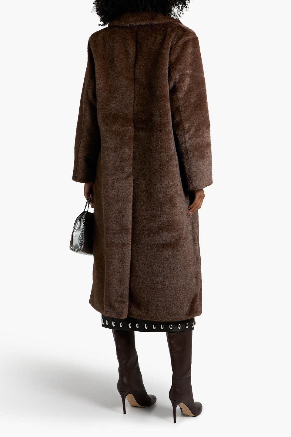 A.l.c Double-breasted Plush Coat In Brown