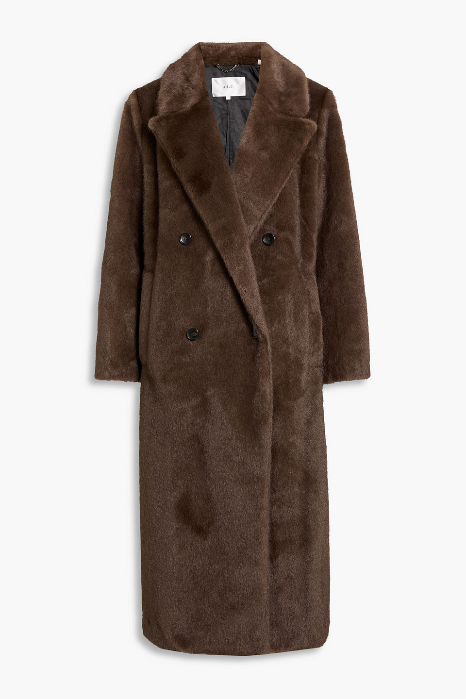 A.l.c Double-breasted Plush Coat In Brown