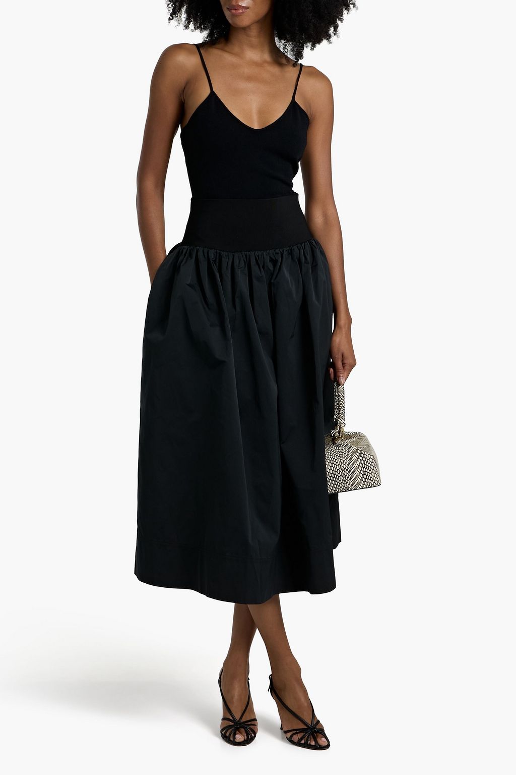 A.L.C. Jackie gathered faille midi skirt