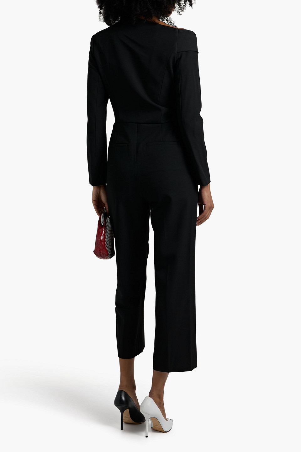 A.l.c Skyla Asymmetric Cropped Twill Jumpsuit In Black