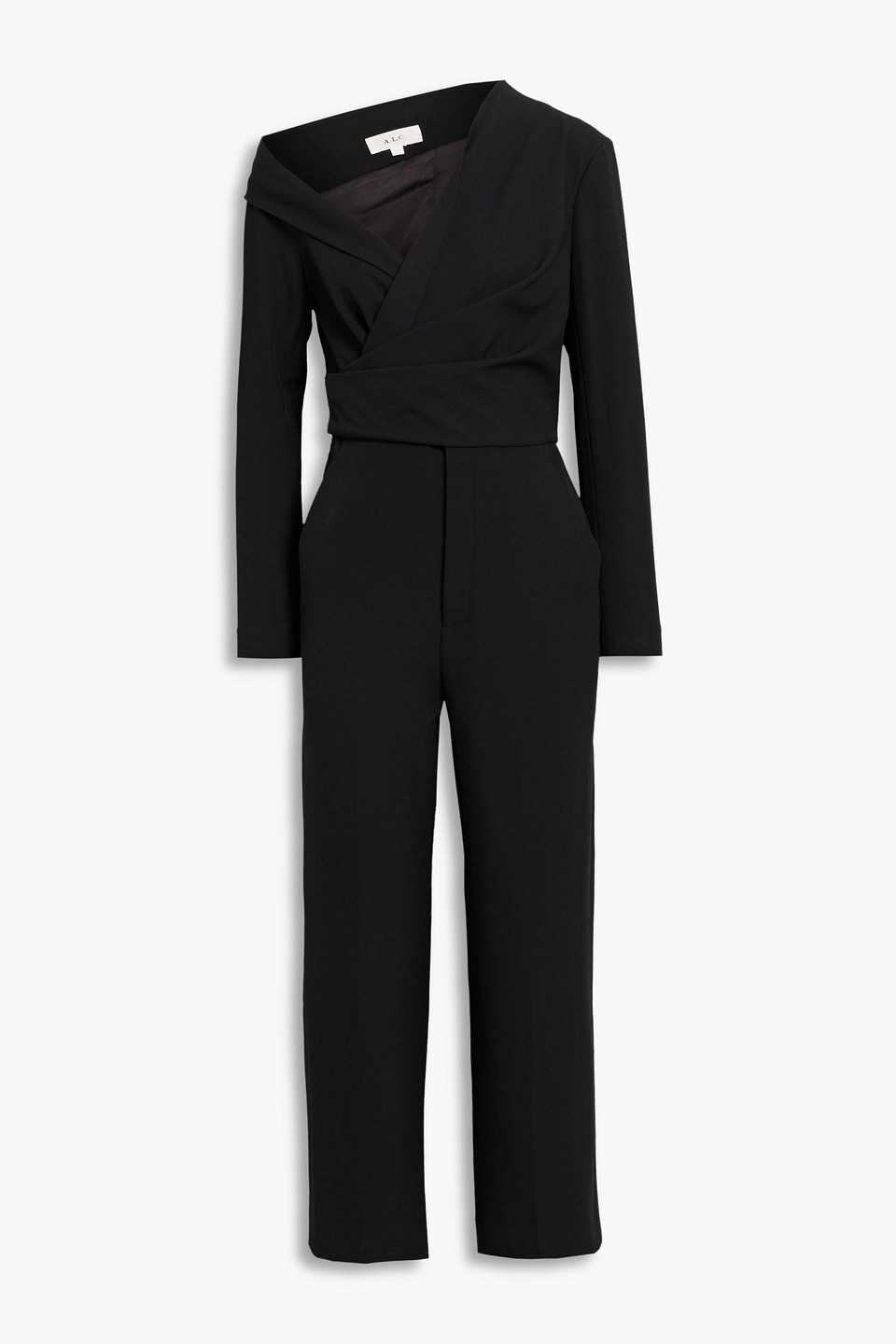 A.l.c Skyla Asymmetric Cropped Twill Jumpsuit In Black
