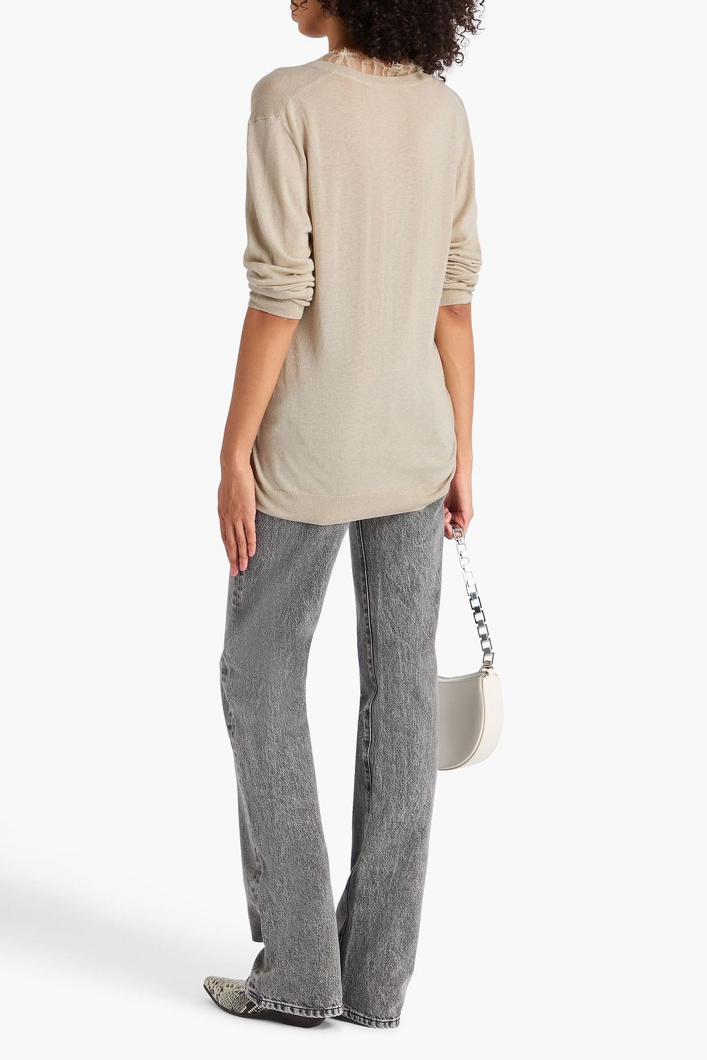 IRO Lace-trimmed cotton and silk-blend sweater