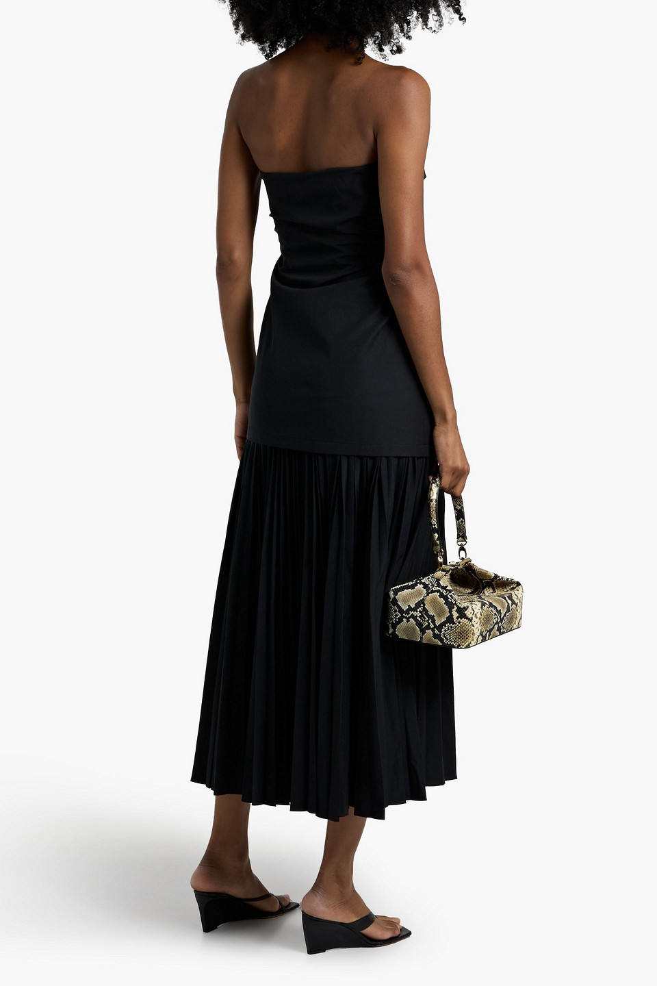A.l.c Austin Strapless Pleated Dress In Black In Black