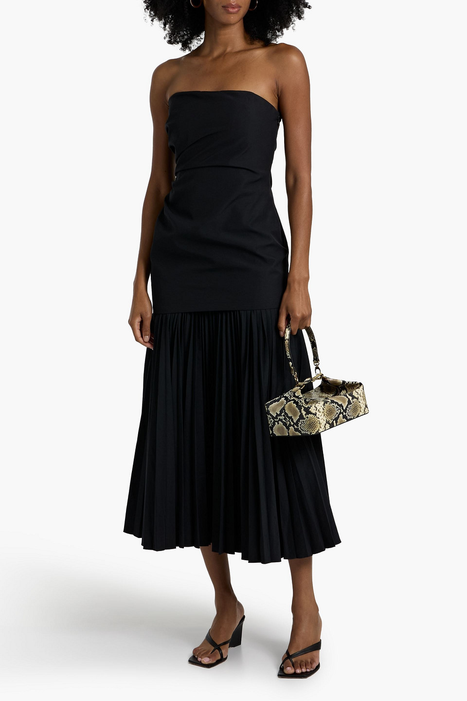A.l.c Austin Strapless Pleated Dress In Black In Black